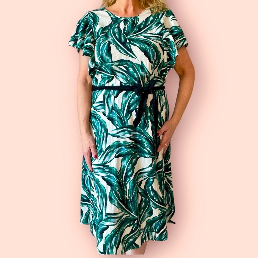 WHO WHAT WEAR TROPICAL LINEN DRESS